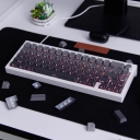 Gradient Grey 104+32 PBT Doubleshot Backlit Keycaps Set Cherry Profile Side Legends for MX Switches Mechanical Gaming Keyboard